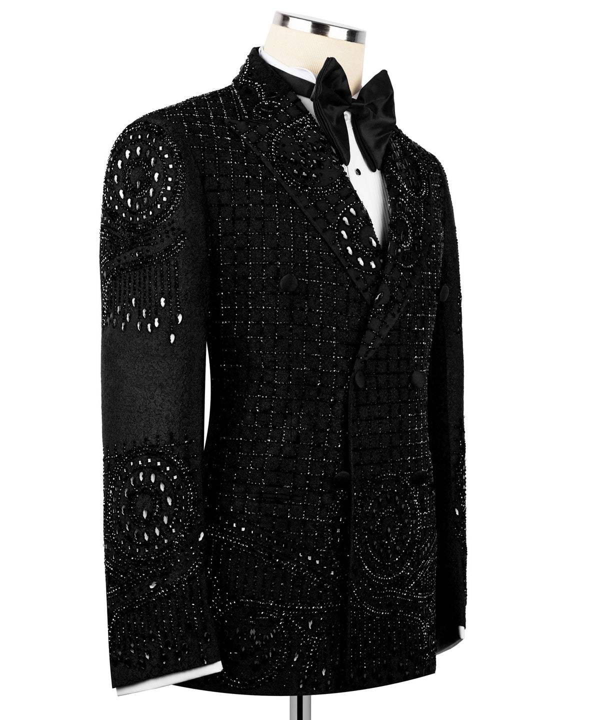 Black Embroidered Detail Tuxedo - Style 02