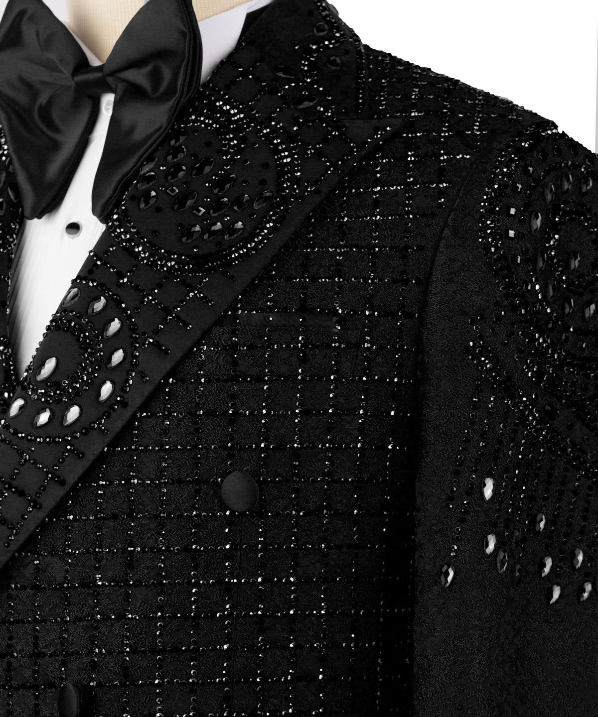 Black Embroidered Detail Tuxedo - Style 02