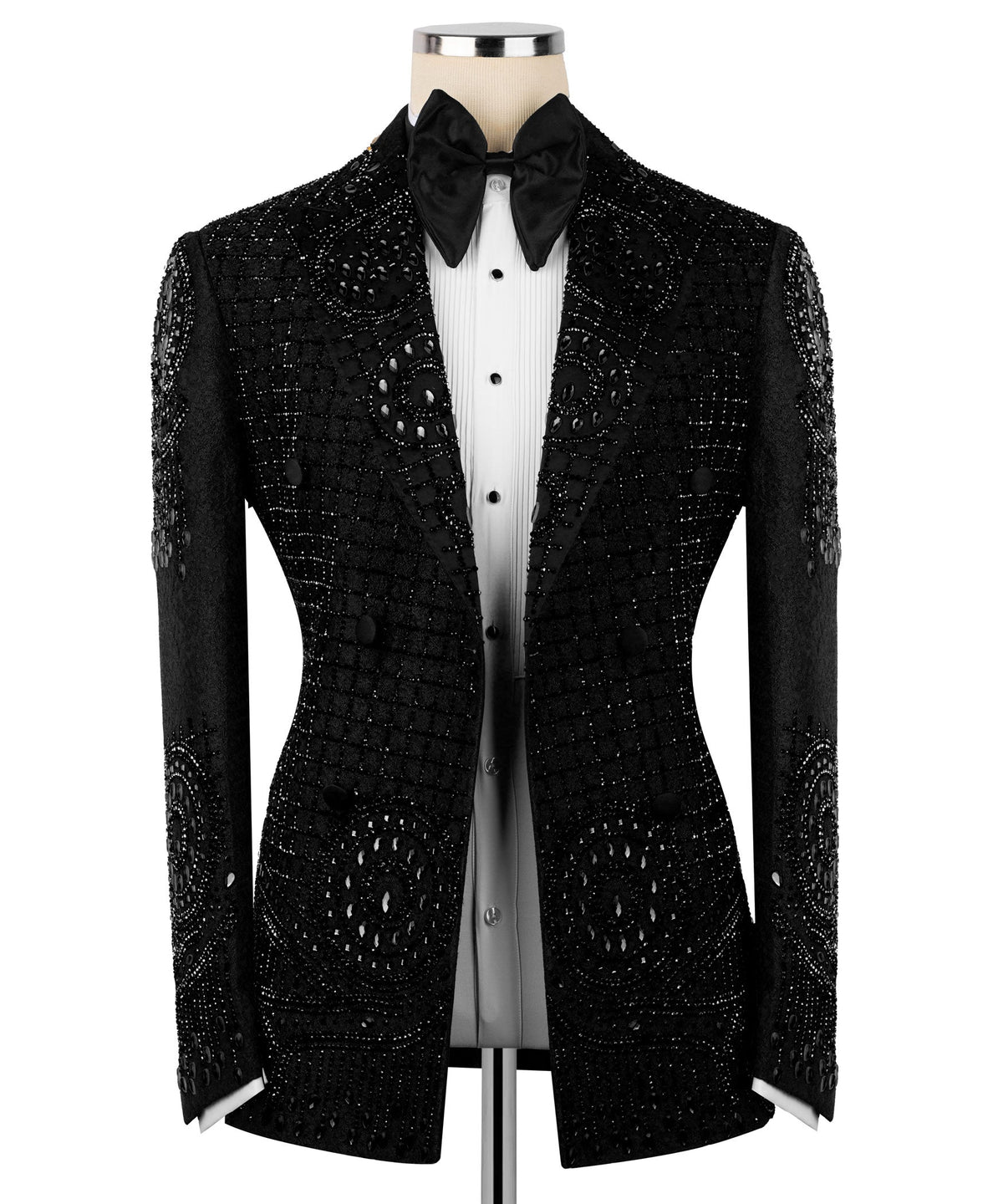 Black Embroidered Detail Tuxedo - Style 02