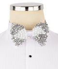 White Stone-Embellished Bow Tie - Style 04