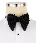 Black Stone-Embellished Bow Tie - Style 02