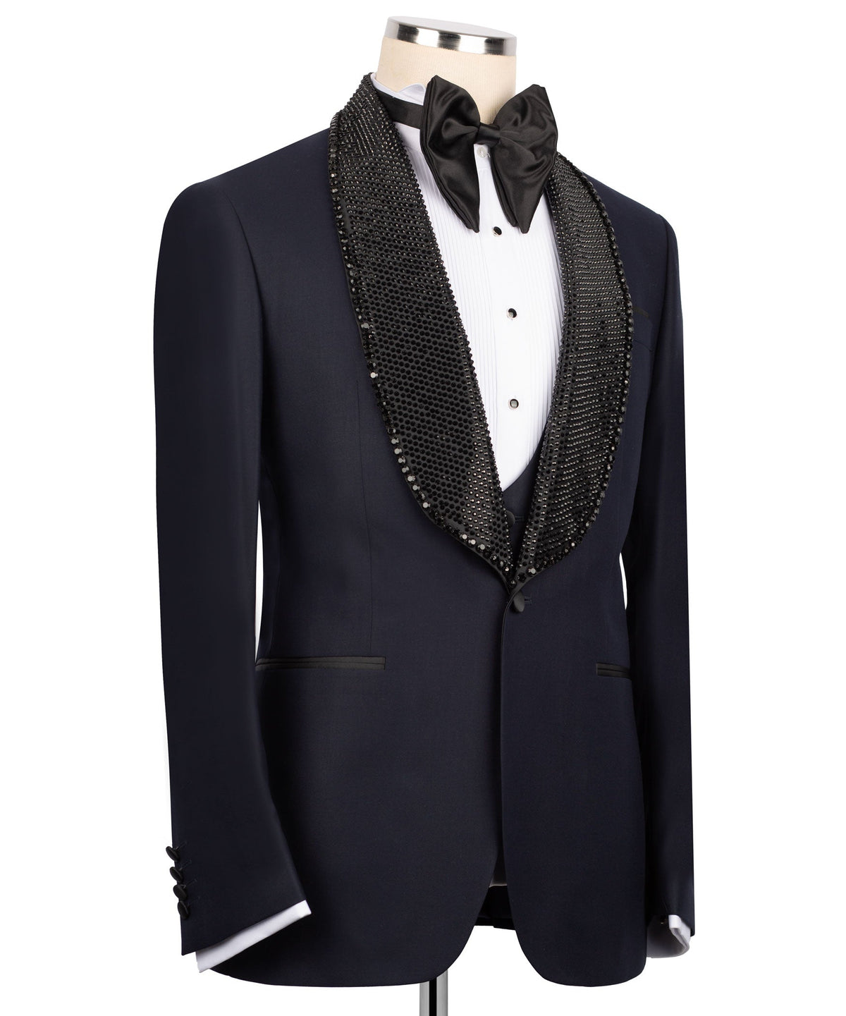 Black Embroidered Collar Tuxedo - Style 02