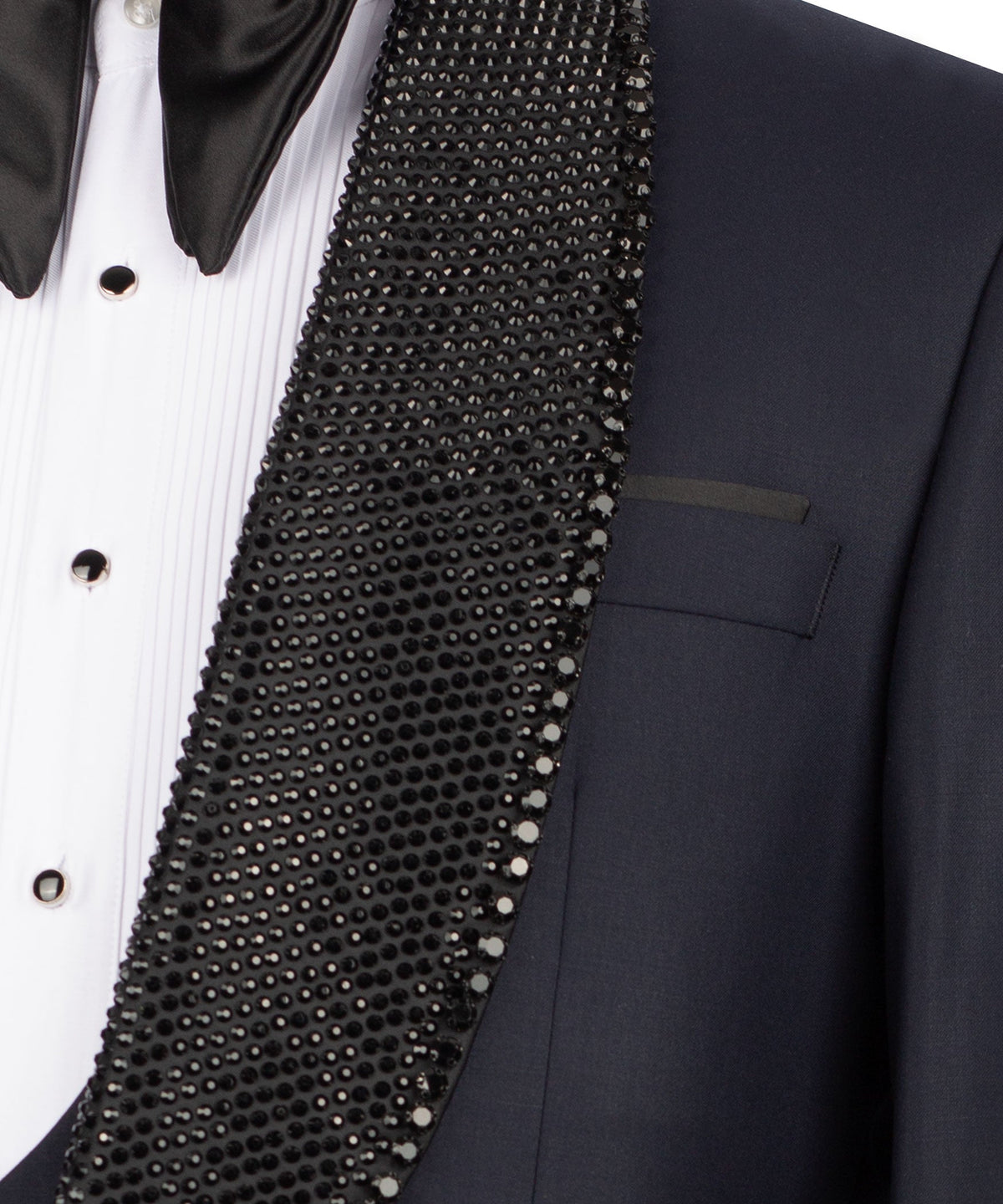 Black Embroidered Collar Tuxedo - Style 02