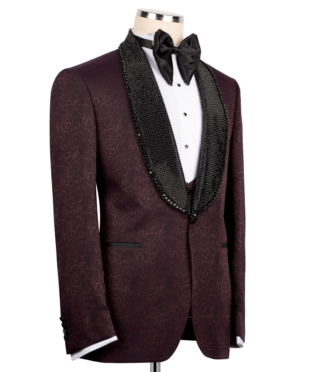 Black Embroidered Collar Tuxedo - Style 01