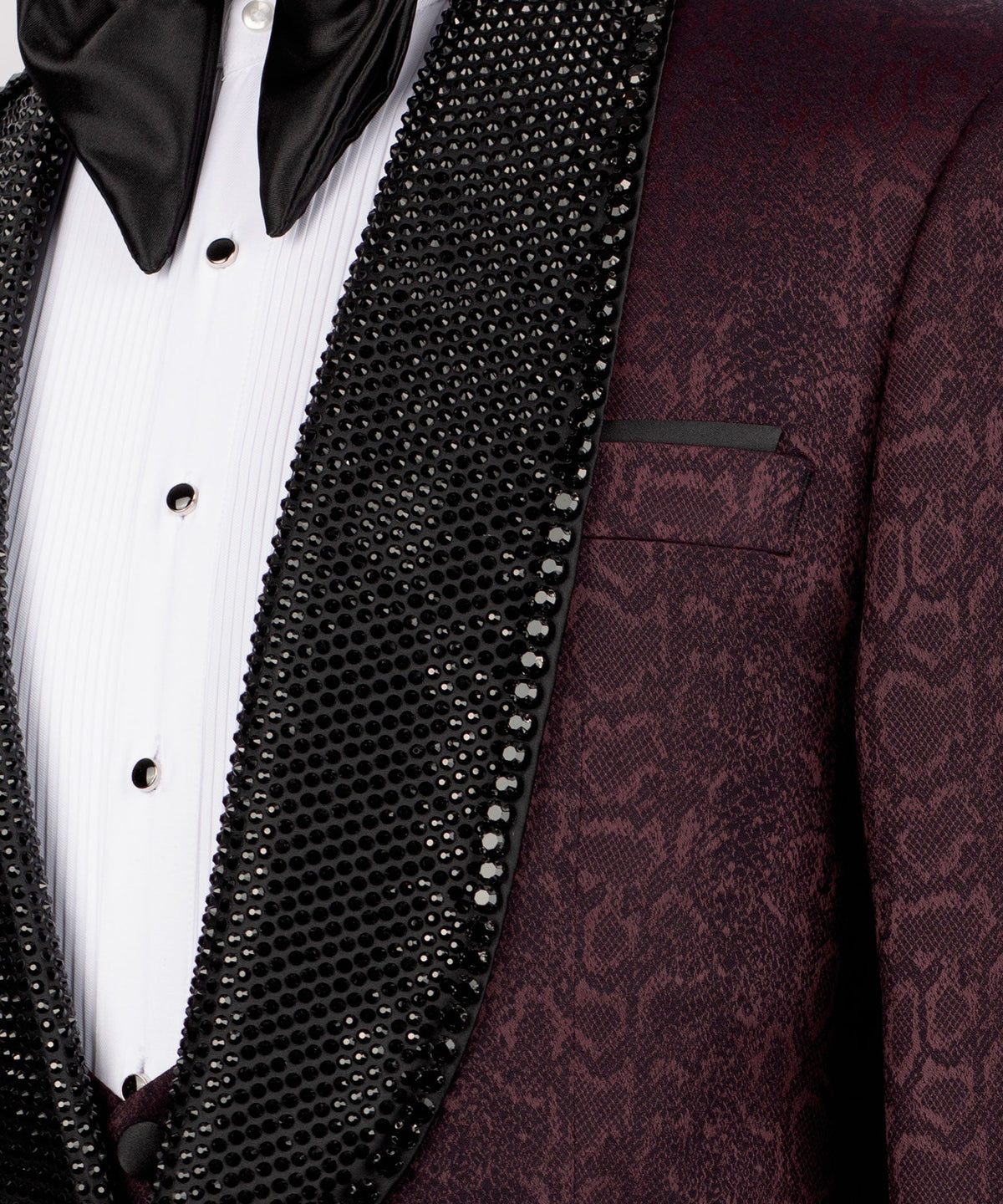 Black Embroidered Collar Tuxedo - Style 01