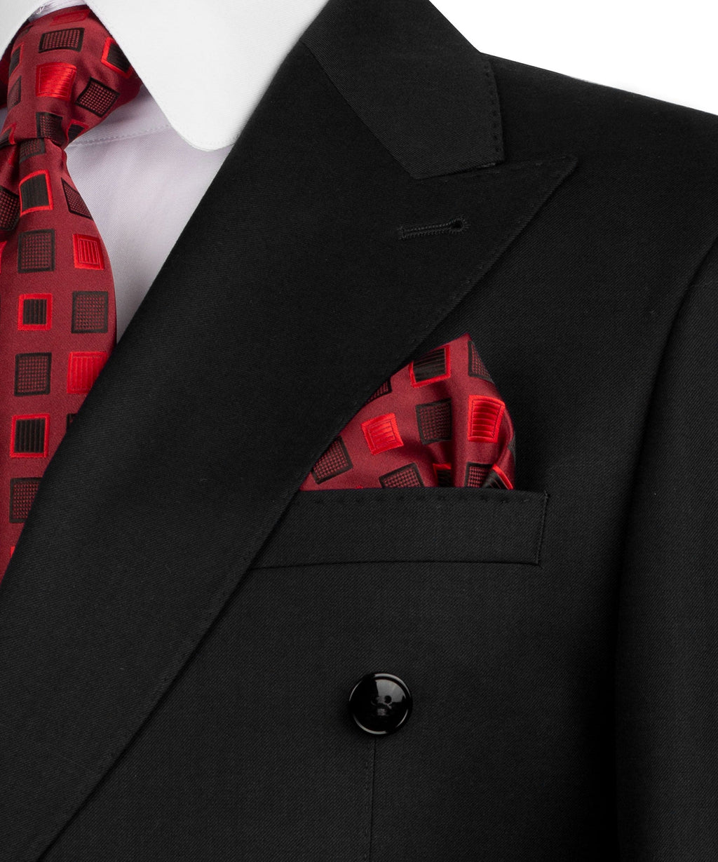 Black Double-Breasted Suit - Style 02
