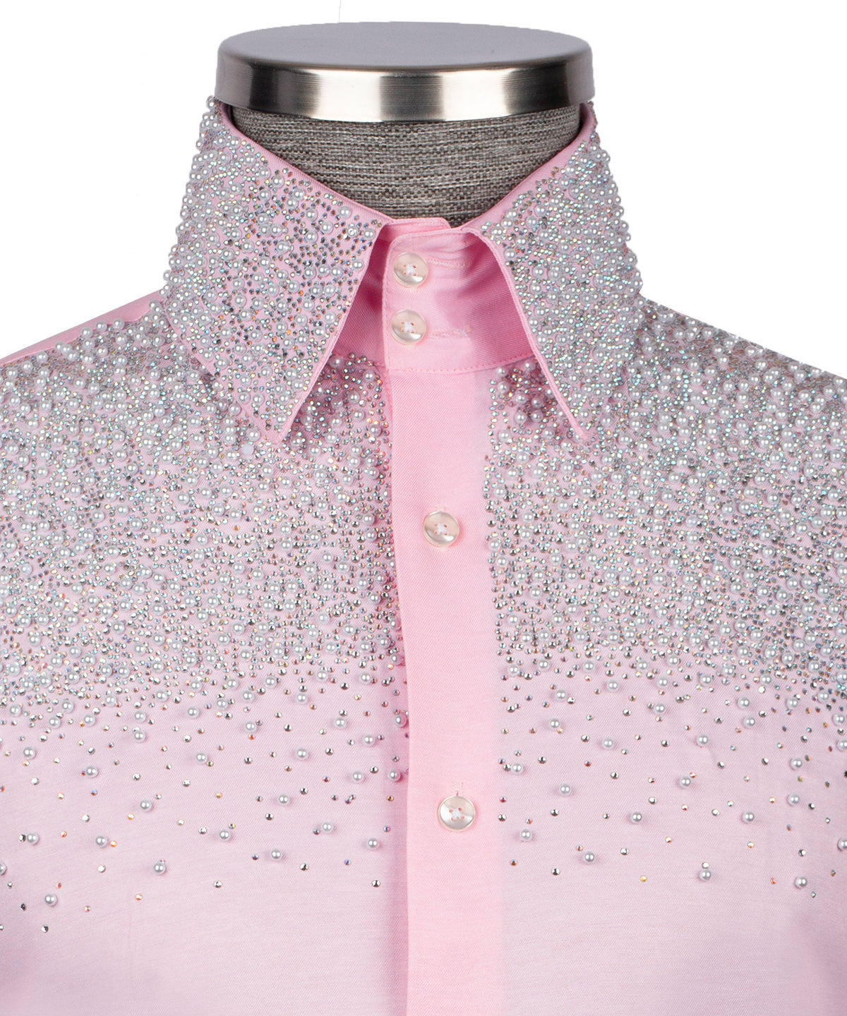 Silver Stone-Embellished Dress Shirt - Style 01