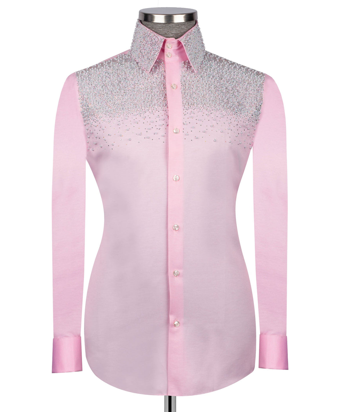 Silver Stone-Embellished Dress Shirt - Style 01