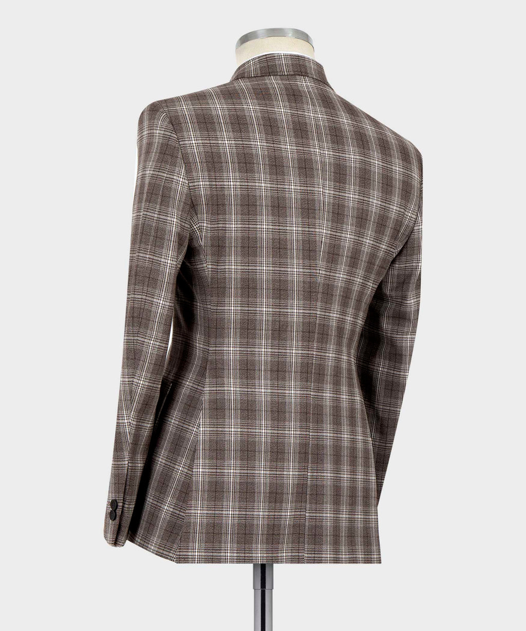 Plaid Double-Breasted Dark Brown