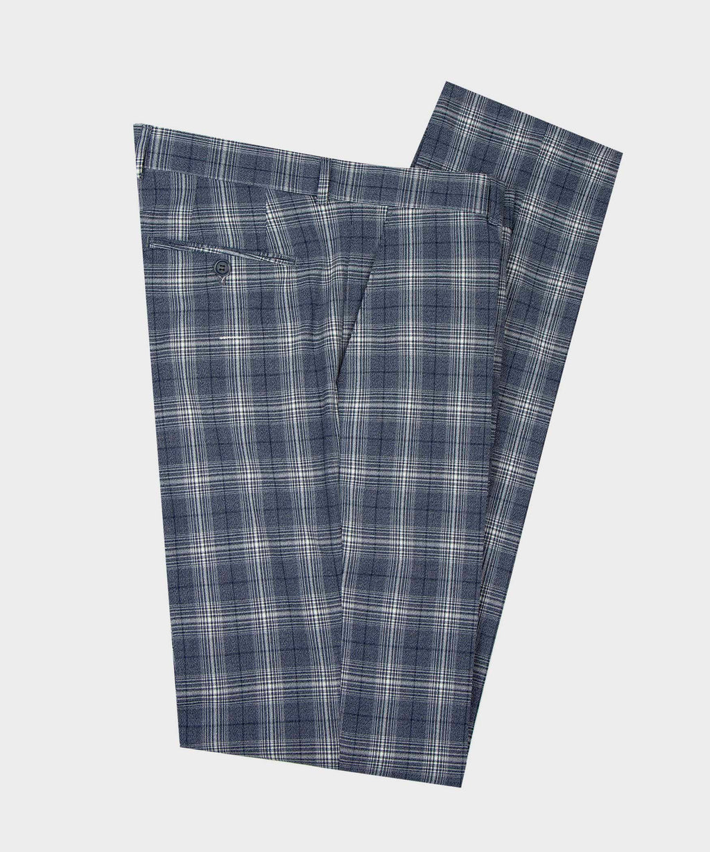 Plaid Double-Breasted Blue