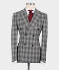 Plaid Double-Breasted Gray