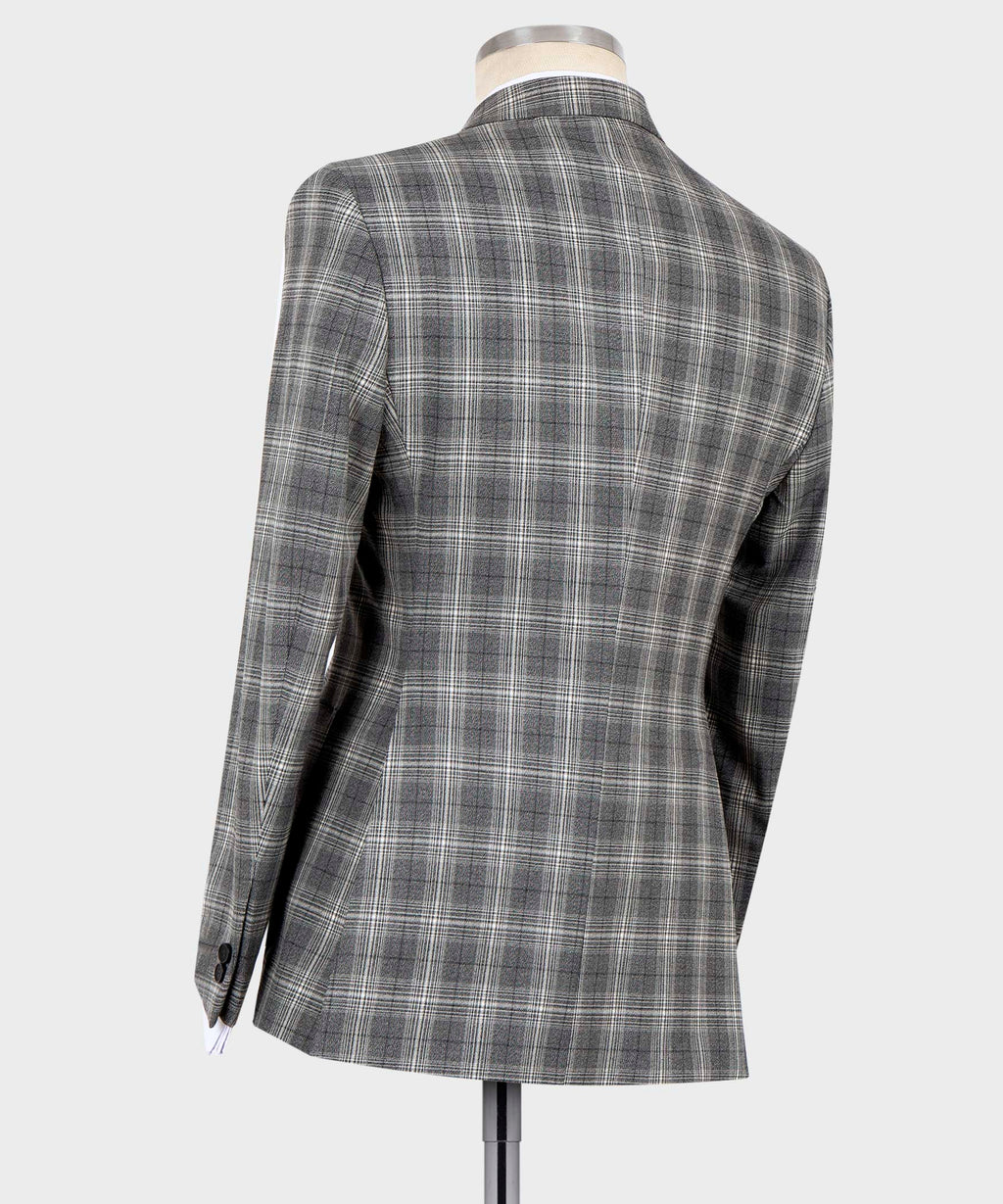 Plaid Double-Breasted Gray