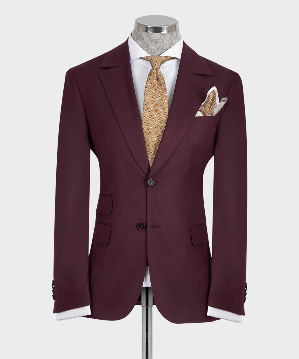 Classic Suit with Vest Burgundy