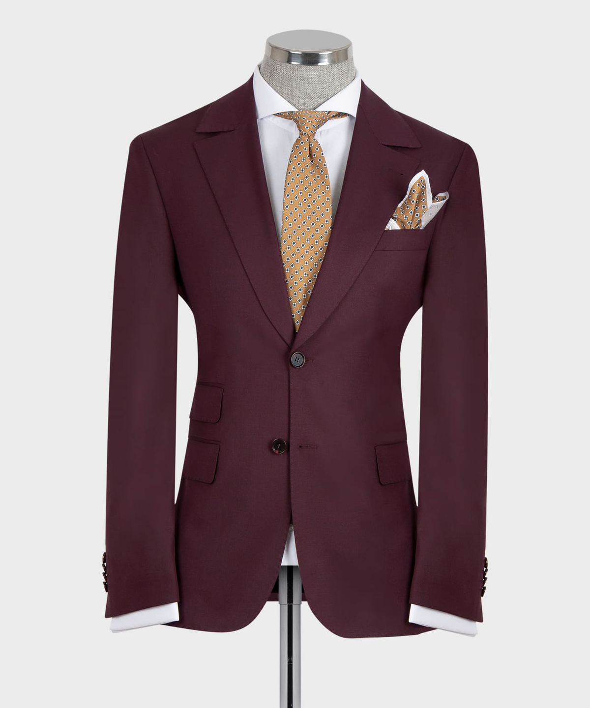 Classic Suit with Vest Burgundy