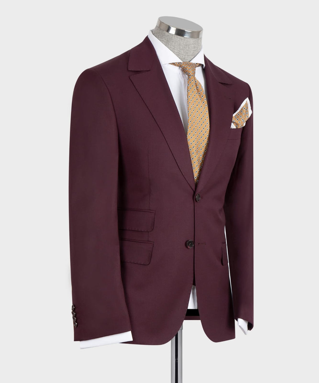 Classic Suit with Vest Burgundy